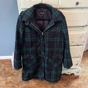 Lands’ End Vintage Elegant Black and Green Coat. Women’s size 14.
